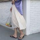 A-line Midi Chiffon Skirt Off-white - One Size