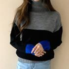 High-neck Color-block Sweater