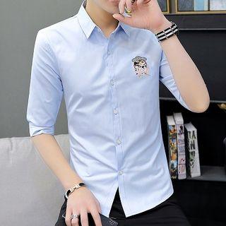 Owl Embroidered Short-sleeve Shirt