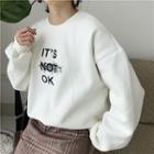 Lettering Print Round-neck Loose-fit Pullover