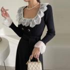Lace-edge Double-breasted Cardigan