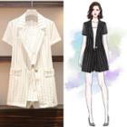 Set: Short-sleeve Striped Blazer + Shorts