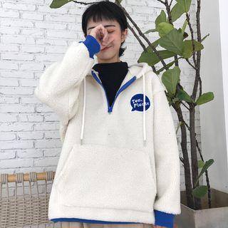 Letter Embroidered Fleece Hoodie