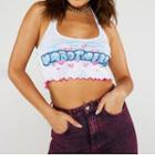 Halter-neck Lettering Cropped Camisole Top