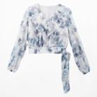 Long-sleeve Floral Print Ruffled Crop Top / Camisole Top