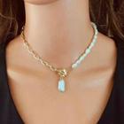 Irregular Pearl Pendant Alloy Choker Gold - One Size