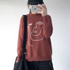 Face Embroidered Long-sleeve Sweater