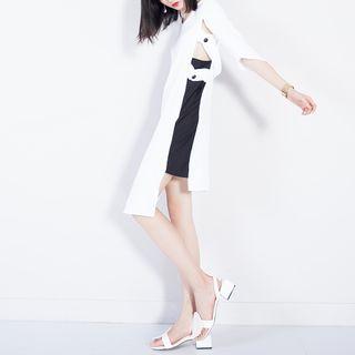 Elbow-sleeve Cutout Chiffon Dress
