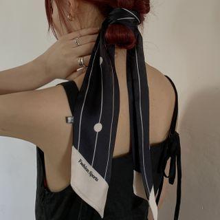 Print Narrow Scarf Hair Tie Black & White - One Size