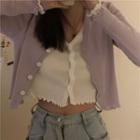 Ruffle Trim Knit Light Jacket