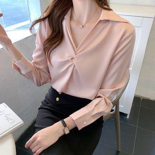 Open Collar Twist Blouse