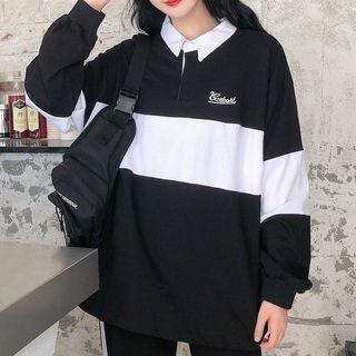 Couple Matching Two Tone Polo Sweatshirt