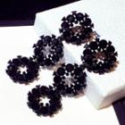 Rhinestone Floral Drop Earring 1 Pair - Black - One Size