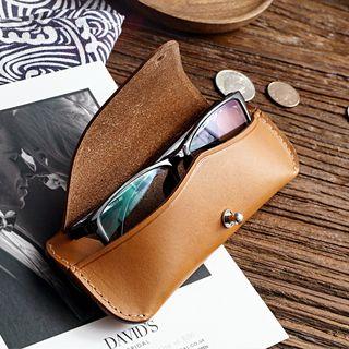 Faux Leather Eyeglasses Case Brown - One Size
