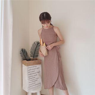 Set: Striped Halter Top + Midi Skirt