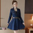 Long-sleeve V-neck Denim Dress