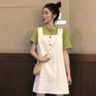 Short-sleeve T-shirt / Sleeveless A-line Mini Dress