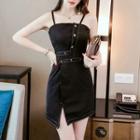 Spaghetti Strap Asymmetrical Snap-button Dress