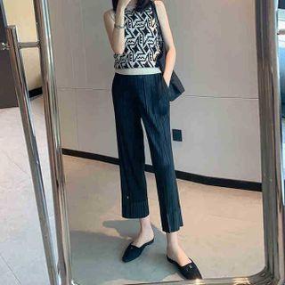 Star Print Tank Top / Cropped Wide-leg Pants / Set