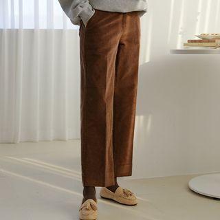 Corduroy Slit-side Wide-leg Pants