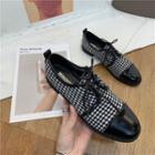Houndstooth Block Heel Lace Up Shoes