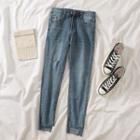 High Waist Distressed Pants / High Waist Pants