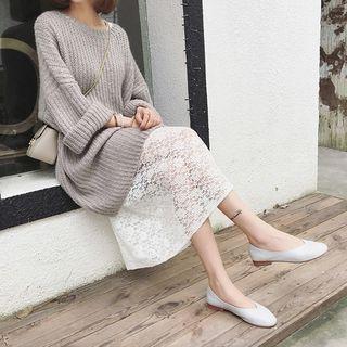 Set: Chunky Sweater + Midi Lace Tank Dress