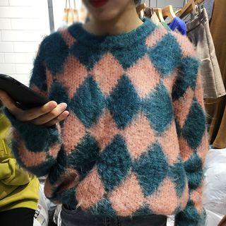 Argyle Furry Sweater