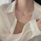 Rhinestone Geometric Pendant Necklace 3909 - Silver - One Size