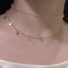 Faux Crystal Alloy Star Choker Double Layers - Gold - One Size