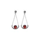 Sterling Silver Simple Personality Geometric Triangle Red Imitation Pearl Earrings With Cubic Zirconia Silver - One Size