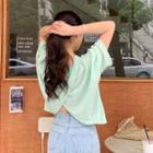 Slit-back Boxy T-shirt Light Mint Green - One Size