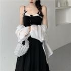 Lace Trim Sleeveless Dress Dress - One Size