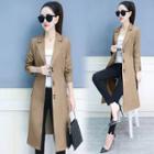 Notch-lapel Buttoned Long Trench Coat