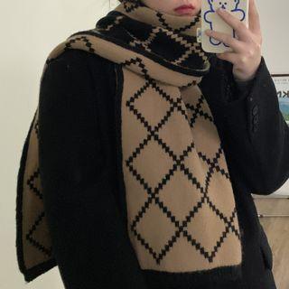 Plaid Shawl Black & Brown - One Size