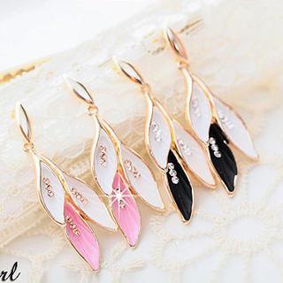 Rhinestone Leaves Earrings