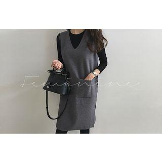 Sleeveless Pocket-detail Knit Dress