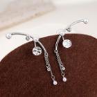 Faux Pearl Rhinestone Alloy Earring 1 Pair - E4014 - Silver - One Size