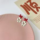 Dotted Bow Floral Drop Earring / Clip-on Earring