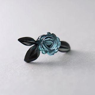 925 Sterling Silver Rose Earring X747 - 1 Pair - One Size