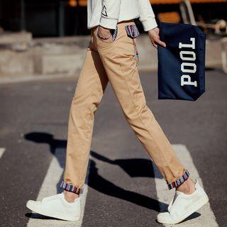 Patterned Trim Straight-leg Pants