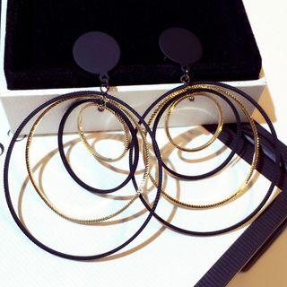 Alloy Layered Hoop Dangle Earring 1 Pair - As Shown In Figure - One Size