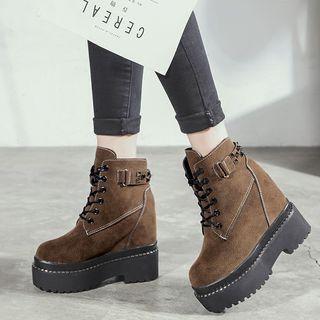 Platform Lace-up Studded Short Boots