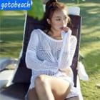 Long-sleeve Mesh Cover-up Dress