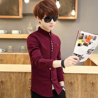 Buttoned Slim-fit Plain Shirt