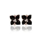 Elegant Fashion Plated Rose Gold Black Flower Cubic Zircon Stud Earrings Rose Gold - One Size