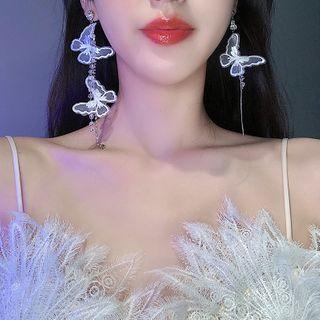 Non-matching Butterfly Drop Earring 1 Pair - As Shown In Figure - One Size