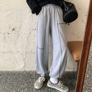 High-waist Contrast Stitch Sports Pants