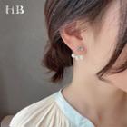 Rhinestone Bow & Faux Pearl Stud Earring As Shown In Figure - One Size
