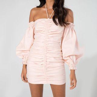 Drawstring Off-shoulder Mini Sheath Dress
